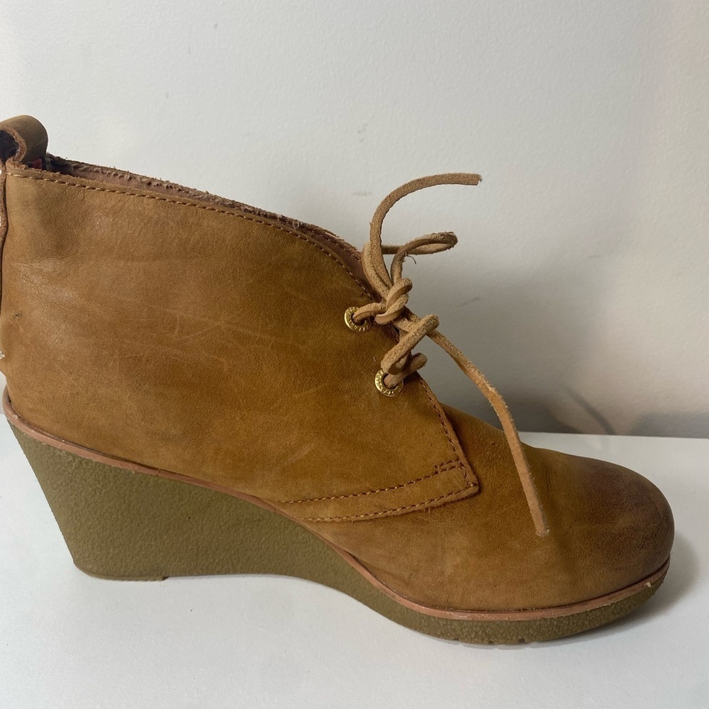 Sperry Brown Leather Top Sider Wedges Booties Size 7 - Picture 10 of 14